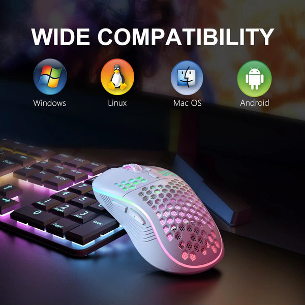 Mouse Inalámbrico RGB Gaming ONYX™️ - Diseño Panal