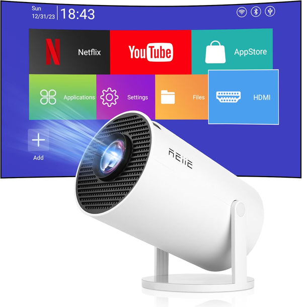 Proyector Inteligente ONYX™️ - Cine Portátil 4K y Giro 180° (Limpio, directo y le da autoridad de marca).