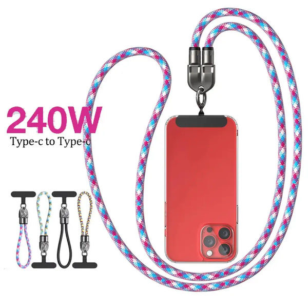 ONYX ChargeLanyard | Cable de Carga Rápida 240W 2-en-1